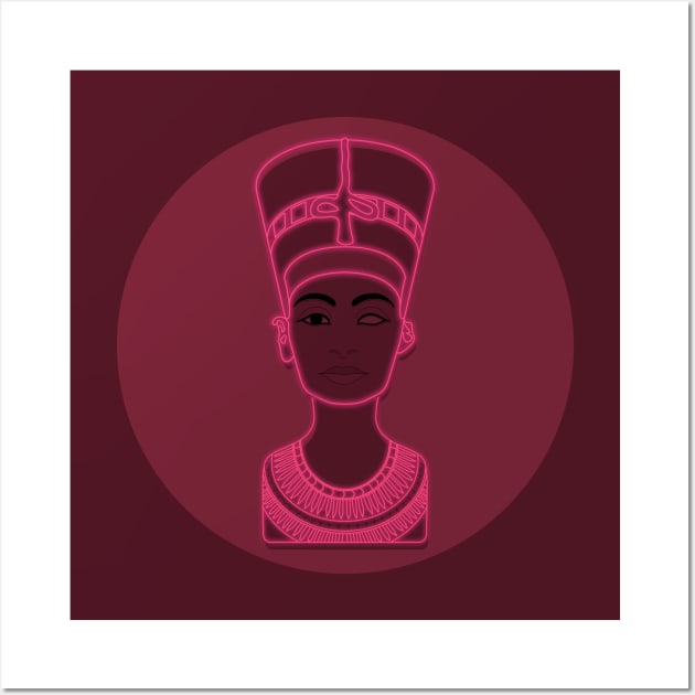 Nefertiti Queen of Neon Wall Art by Hayh0